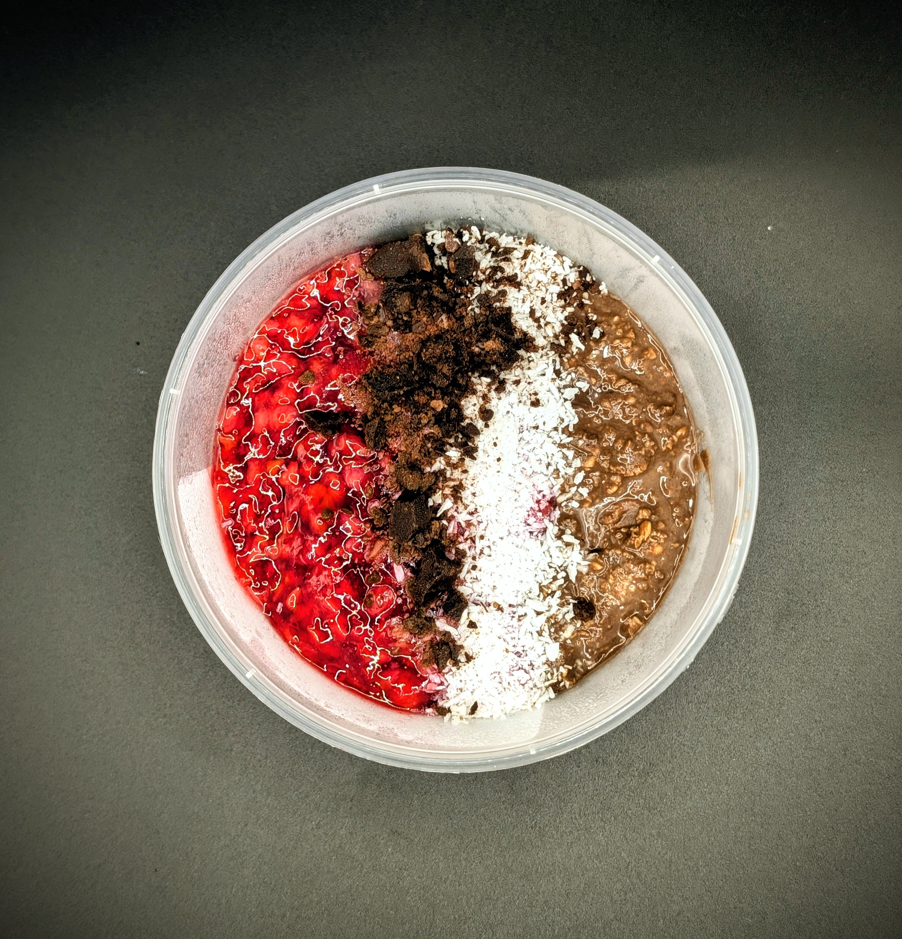 Chocolate,coconut  & Raspberry Overnight Oats