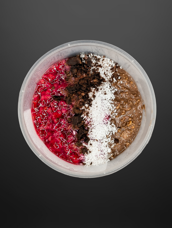 Chocolate,coconut  & Raspberry Overnight Oats