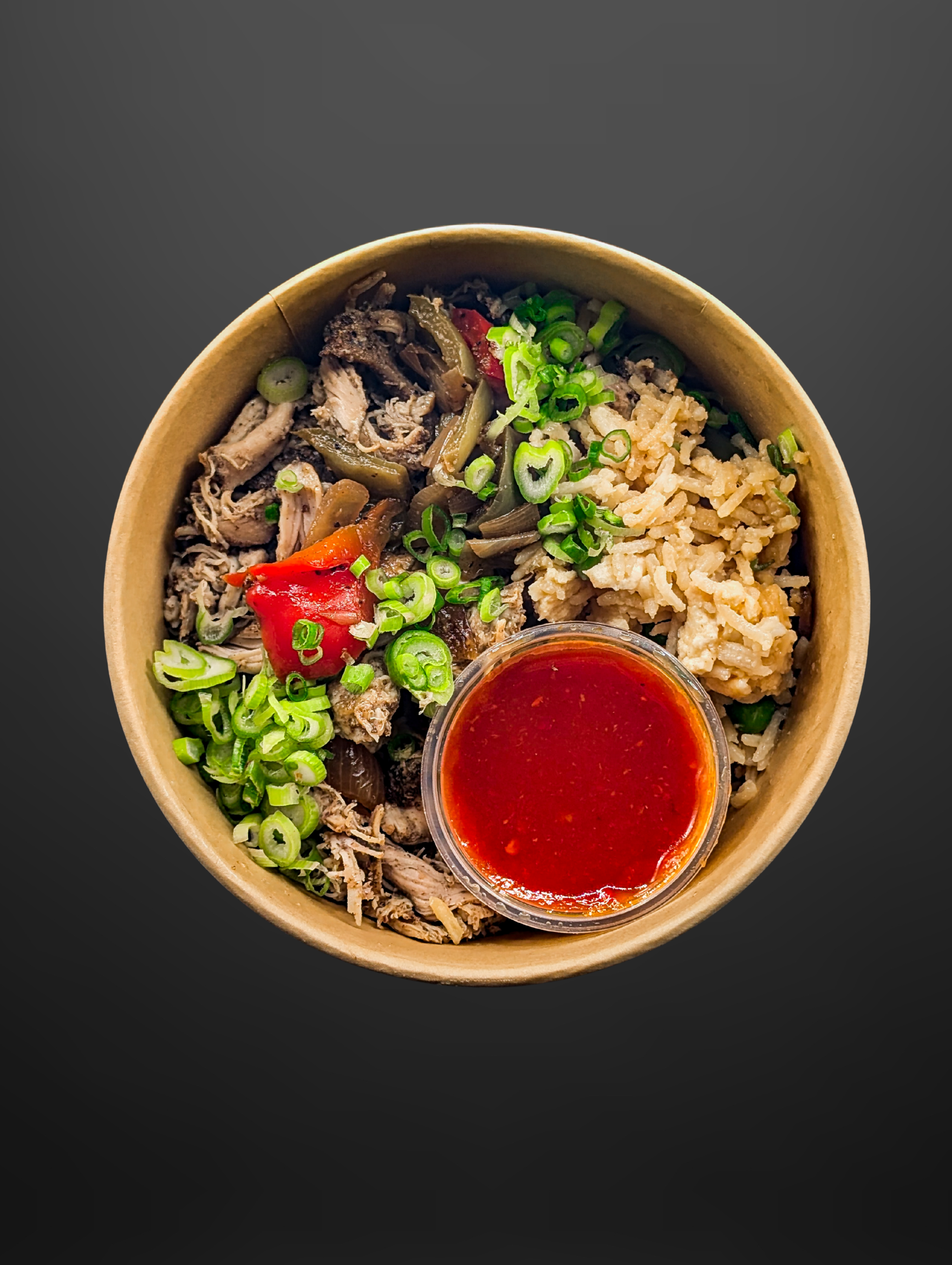 Salt & pepper shredded chicken with egg fried rice & Sweet Chilli Dip