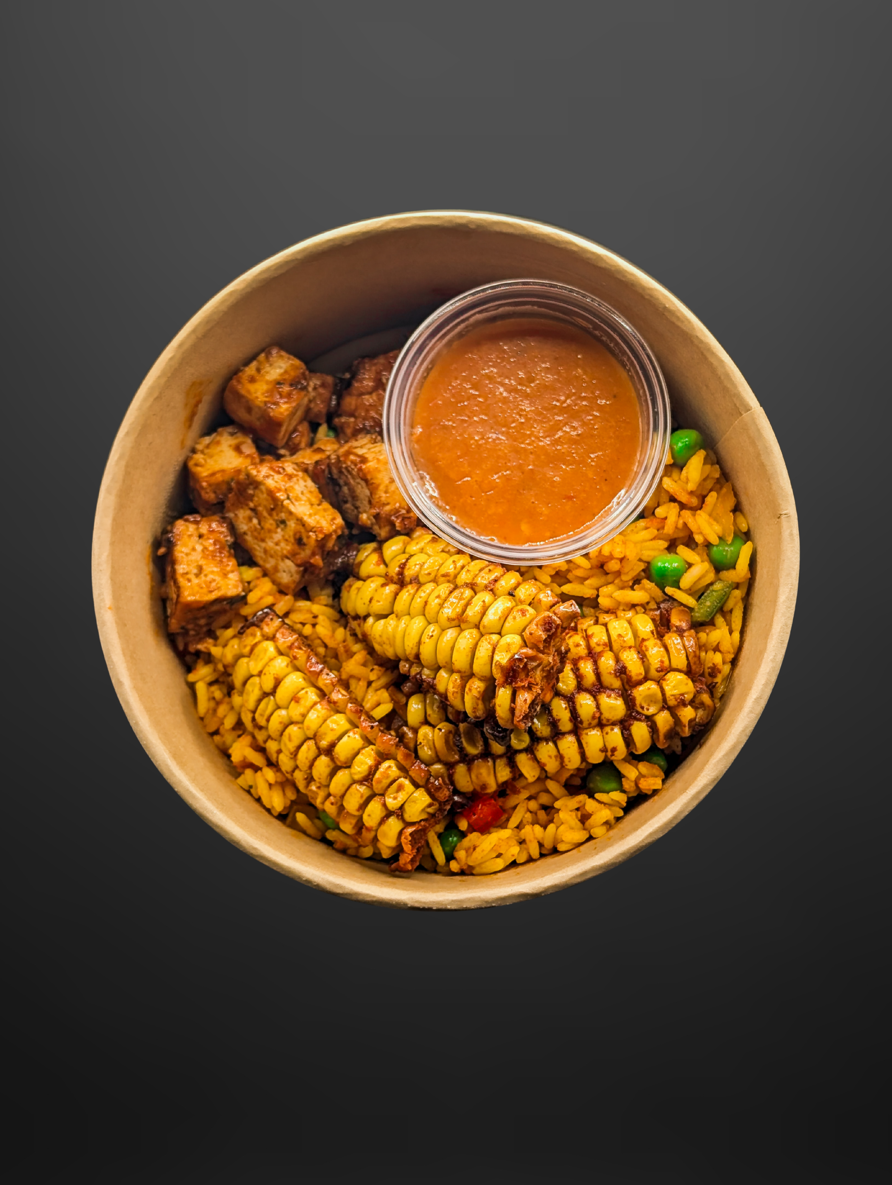 Vegan Hot Honey Peri Peri Tofu & Smokey Rice & Corn Ribs