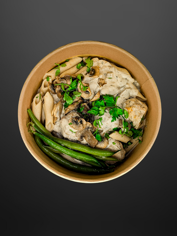 Garlic Mushroom & Penne Chicken Meatball Pasta