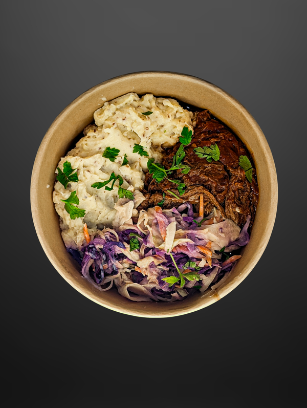 Texas bbq shredded beef & Mustard Mash Potato