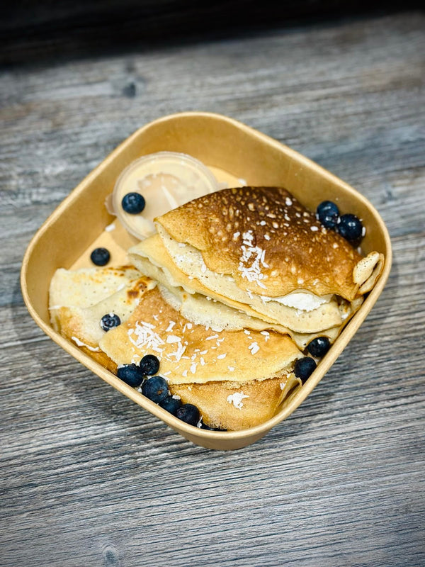 Vanilla lean cheese crepes with peanut butter cream